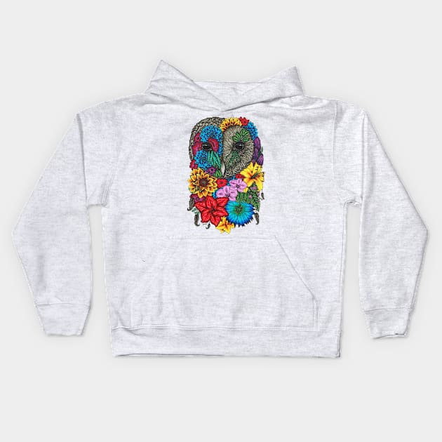 Floral Owl Color White Background Kids Hoodie by SamuelJ